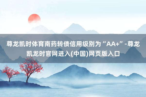尊龙凯时体育南药转债信用级别为“AA+”-尊龙凯龙时官网进入(中国)网页版入口