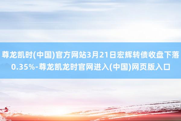 尊龙凯时(中国)官方网站3月21日宏辉转债收盘下落0.35%-尊龙凯龙时官网进入(中国)网页版入口