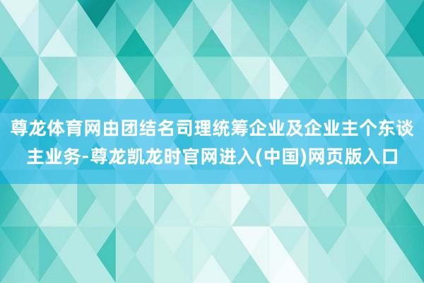 尊龙体育网由团结名司理统筹企业及企业主个东谈主业务-尊龙凯龙时官网进入(中国)网页版入口
