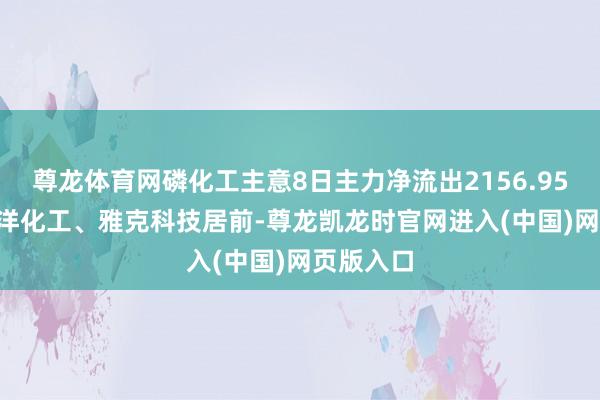 尊龙体育网磷化工主意8日主力净流出2156.95万元, 鲁洋化工、雅克科技居前-尊龙凯龙时官网进入(中国)网页版入口
