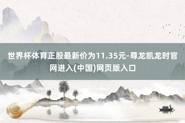 世界杯体育正股最新价为11.35元-尊龙凯龙时官网进入(中国)网页版入口