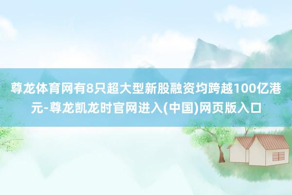 尊龙体育网有8只超大型新股融资均跨越100亿港元-尊龙凯龙时官网进入(中国)网页版入口