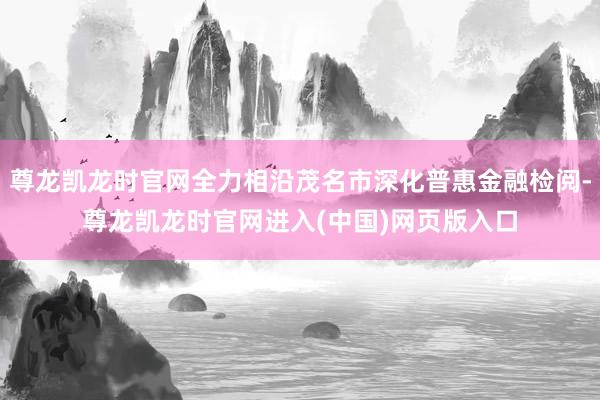 尊龙凯龙时官网全力相沿茂名市深化普惠金融检阅-尊龙凯龙时官网进入(中国)网页版入口