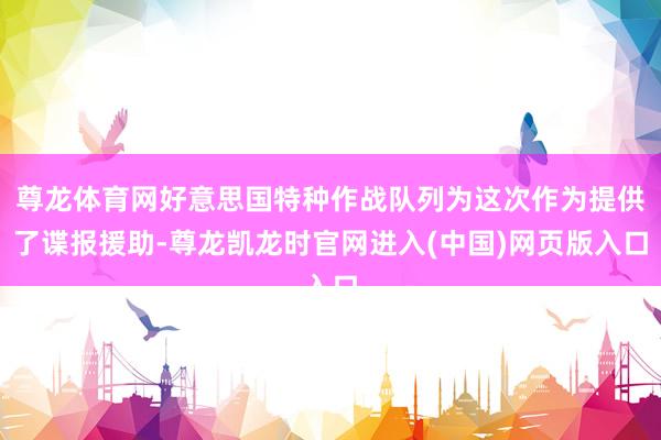 尊龙体育网好意思国特种作战队列为这次作为提供了谍报援助-尊龙凯龙时官网进入(中国)网页版入口